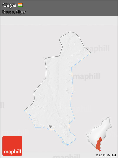 Silver Style 3D Map of Gaya, single color outside
