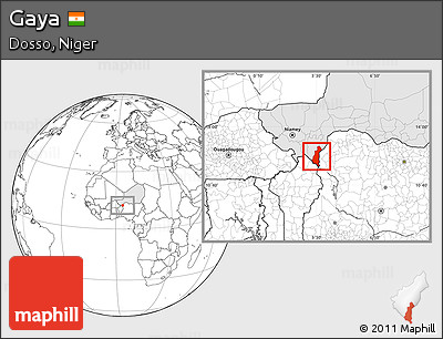 Blank Location Map of Gaya, highlighted country