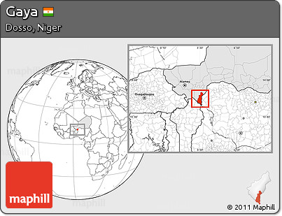 Blank Location Map of Gaya, highlighted country