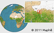 Satellite Location Map of Gaya, highlighted country