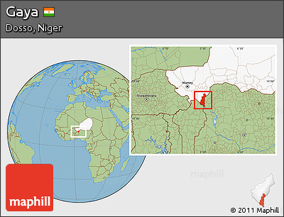 Savanna Style Location Map of Gaya, highlighted country