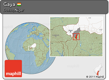 Savanna Style Location Map of Gaya, highlighted country, highlighted parent region, hill shading
