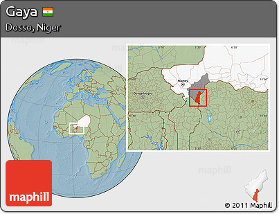 Savanna Style Location Map of Gaya, highlighted country, highlighted parent region, hill shading