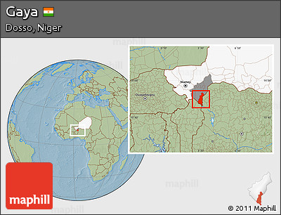 Savanna Style Location Map of Gaya, highlighted country, highlighted parent region, hill shading