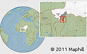Savanna Style Location Map of Gaya, highlighted country, highlighted parent region, hill shading
