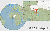 Savanna Style Location Map of Gaya, highlighted country, hill shading