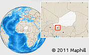 Shaded Relief Location Map of Gaya, highlighted country, within the entire country