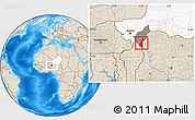 Shaded Relief Location Map of Gaya, highlighted country, highlighted parent region