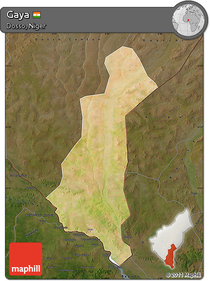 Satellite Map of Gaya, darken