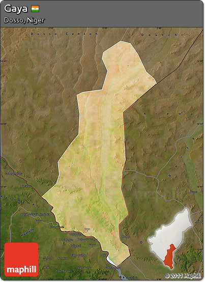 Satellite Map of Gaya, darken