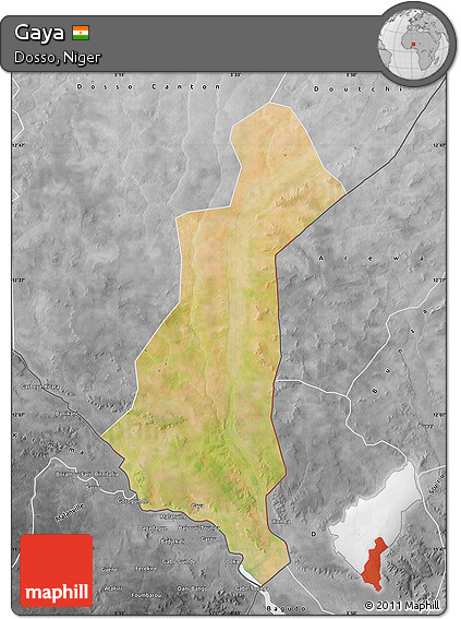Satellite Map of Gaya, desaturated