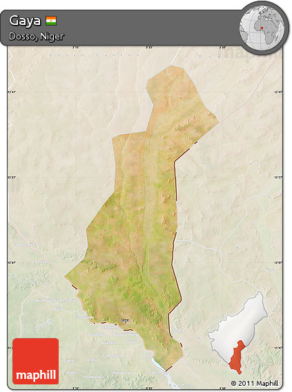 Satellite Map of Gaya, lighten