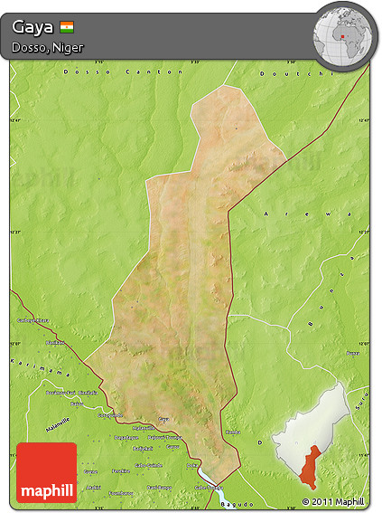 Satellite Map of Gaya, physical outside