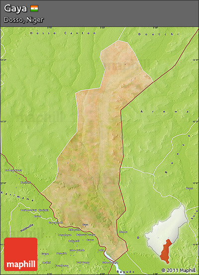 Satellite Map of Gaya, physical outside