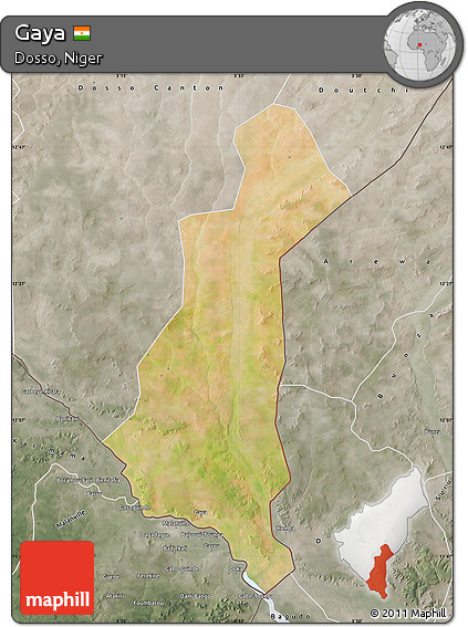 Satellite Map of Gaya, semi-desaturated