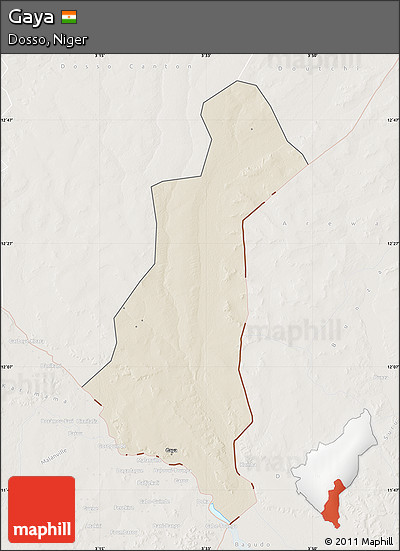 Shaded Relief Map of Gaya, lighten