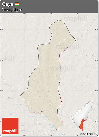 Shaded Relief Map of Gaya, lighten