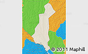 Shaded Relief Map of Gaya, political outside