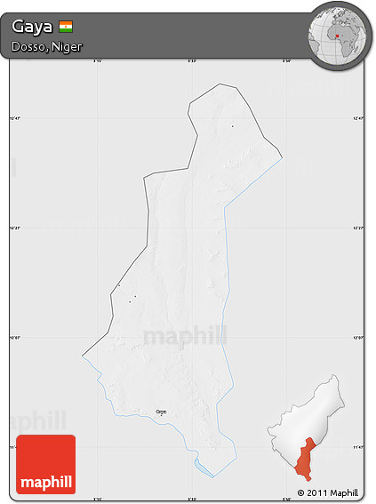 Silver Style Map of Gaya, single color outside