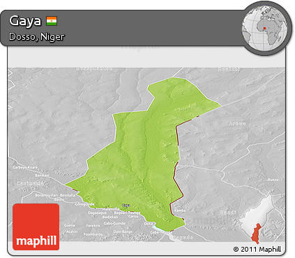 Physical Panoramic Map of Gaya, lighten, desaturated