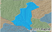 Political Panoramic Map of Gaya, semi-desaturated