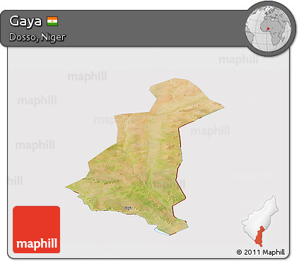 Satellite Panoramic Map of Gaya, cropped outside