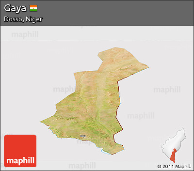 Satellite Panoramic Map of Gaya, cropped outside