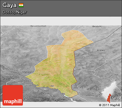 Satellite Panoramic Map of Gaya, desaturated