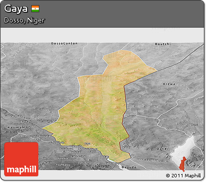 Satellite Panoramic Map of Gaya, desaturated