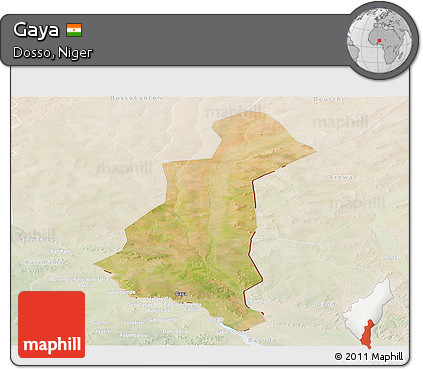 Satellite Panoramic Map of Gaya, lighten