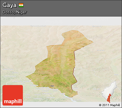 Satellite Panoramic Map of Gaya, lighten