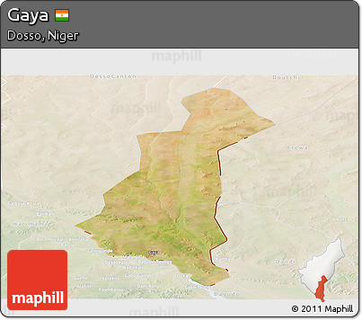 Satellite Panoramic Map of Gaya, lighten