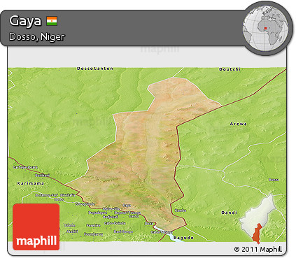 Satellite Panoramic Map of Gaya, physical outside