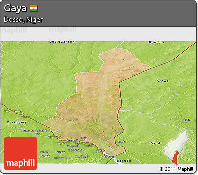 Satellite Panoramic Map of Gaya, physical outside