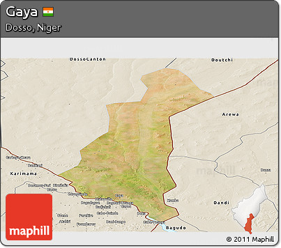 Satellite Panoramic Map of Gaya, shaded relief outside