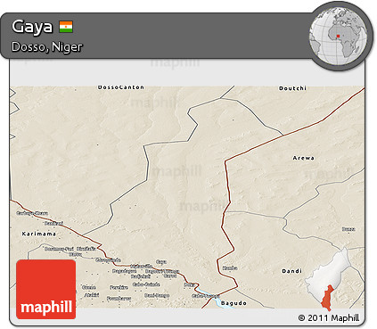 Shaded Relief Panoramic Map of Gaya