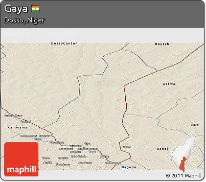 Shaded Relief Panoramic Map of Gaya