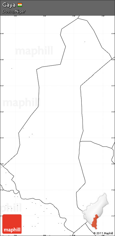 Blank Simple Map of Gaya, no labels