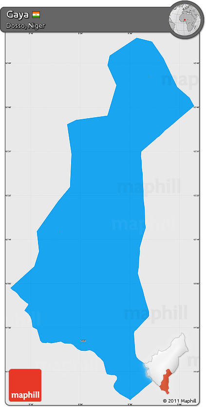 Political Simple Map of Gaya, single color outside
