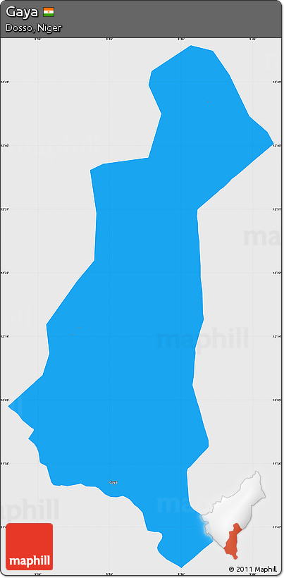 Political Simple Map of Gaya, single color outside
