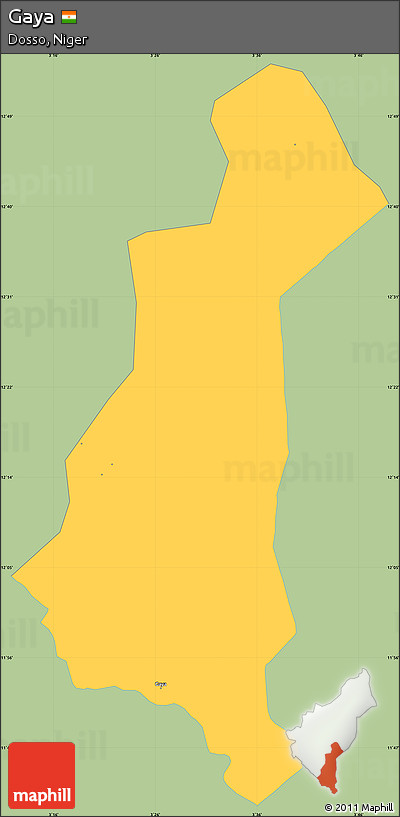 Savanna Style Simple Map of Gaya, single color outside
