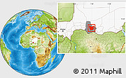 Physical Location Map of Mayahi, highlighted country, highlighted parent region