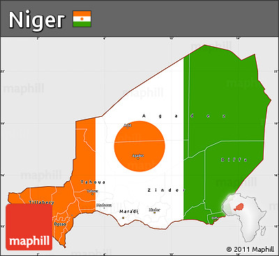 Flag Simple Map of Niger, single color outside, flag aligned to the middle