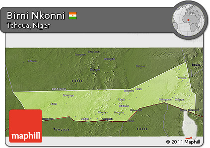 Physical 3D Map of Birni Nkonni, darken