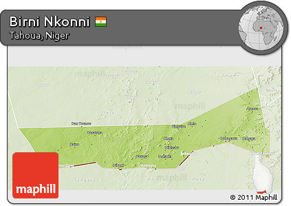 Physical 3D Map of Birni Nkonni, lighten