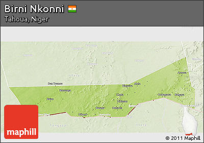 Physical 3D Map of Birni Nkonni, lighten
