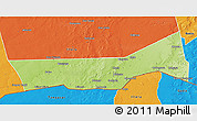 Physical 3D Map of Birni Nkonni, political outside