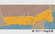 Political 3D Map of Birni Nkonni, semi-desaturated