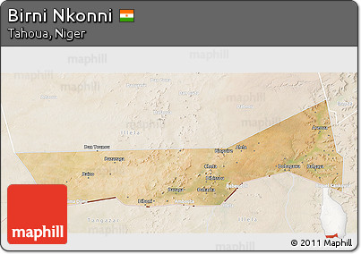 Satellite 3D Map of Birni Nkonni, lighten