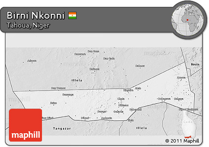 Silver Style 3D Map of Birni Nkonni